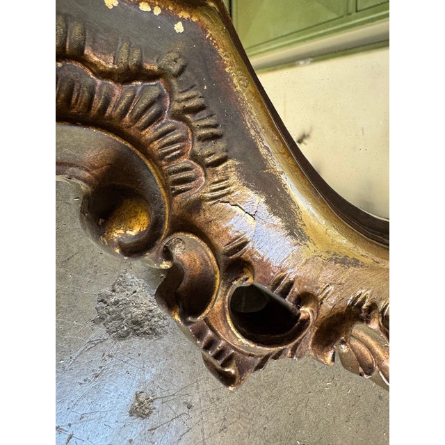Mid-Century Modern Italian Hand-Carved Walnut and Giltwood Wall Mirror, 1950s For Sale - Image 9 of 14