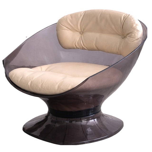 Vintage Lounge Chair in Acrylic and Leather by Raphaël Raffel, 1960s For Sale