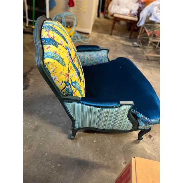 Wood Vintage French Bergere Peacock Chair For Sale - Image 7 of 7