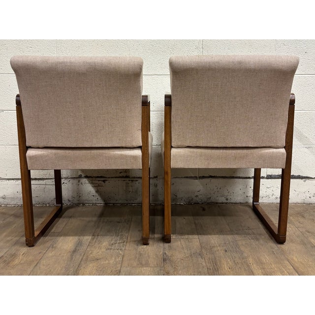 Wood Vintage the Hon Co Mid Century Modern MCM Danish Style Dining Arm Chairs For Sale - Image 7 of 10
