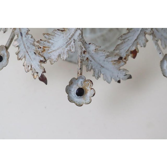 Metal Floral Ceiling Light with White Flowers and Leaves, 1950s For Sale - Image 7 of 13