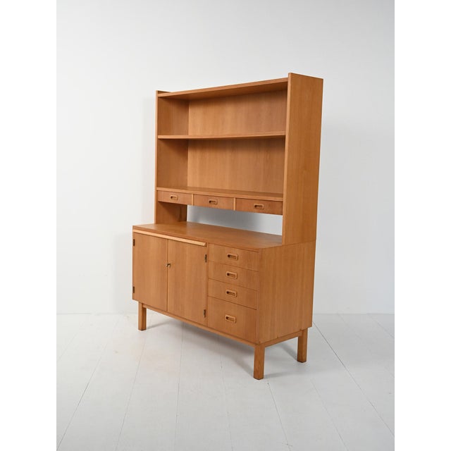 1960s Scandinavian Oak Sideboard with Bookcase, 1960s For Sale - Image 5 of 9
