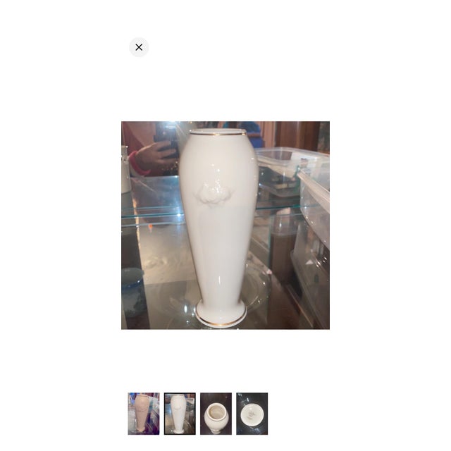 Lenox Vintage Lenox Rose Blossom Vase Crafted From Ivory Porcelain With 24k Gold Trim. For Sale - Image 4 of 11