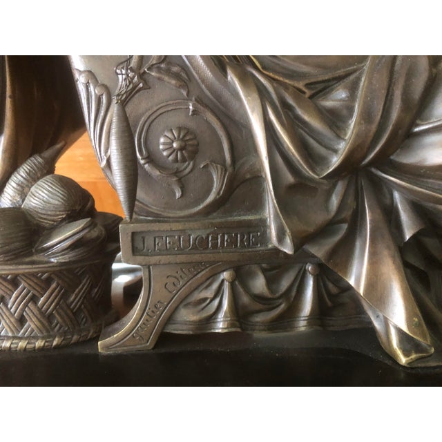 19th Century 19th Century Bronze and Marble Clock by J. Feuchere for Gauthier For Sale - Image 5 of 6