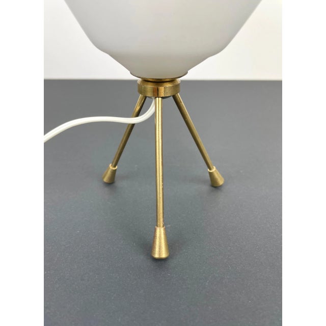 Brass & Opaline Glass Tripod Table Lamp, Italy, 1960s For Sale - Image 6 of 10