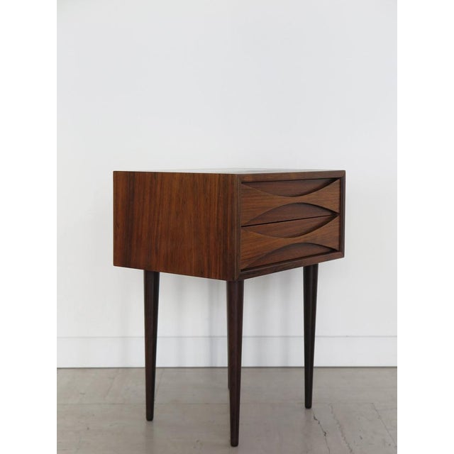Scandinavian midcentury modern design dark wood night stand or side table designed by Arne Vodder and produced by NC...