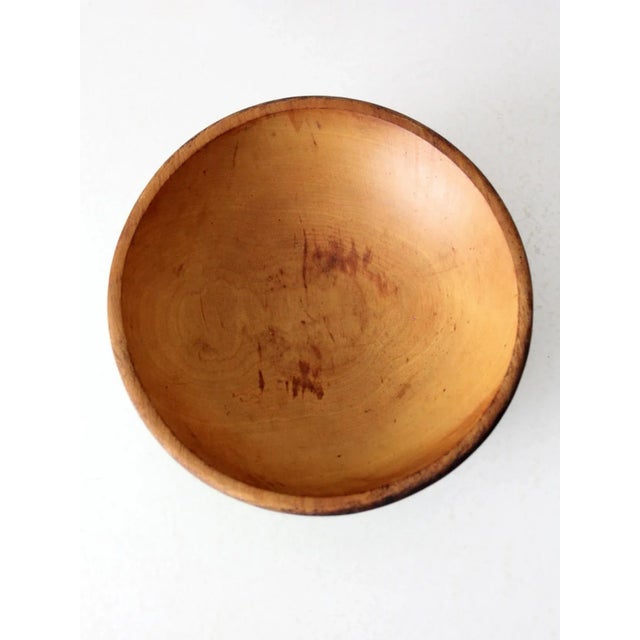 Farmhouse Vintage Hand-Painted Footed Wood Bowl For Sale - Image 3 of 9