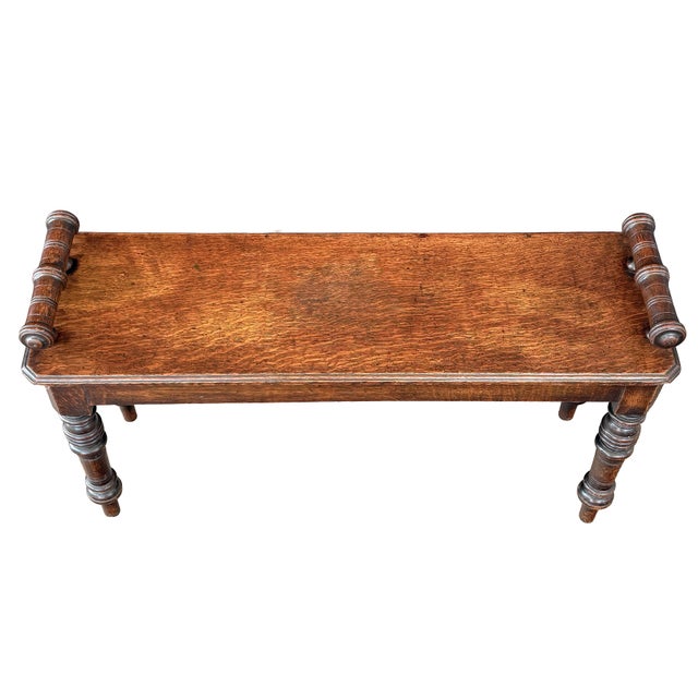 Wood English Hall Bench or Window Seat of Patinated Oak From the 19th Century For Sale - Image 7 of 12
