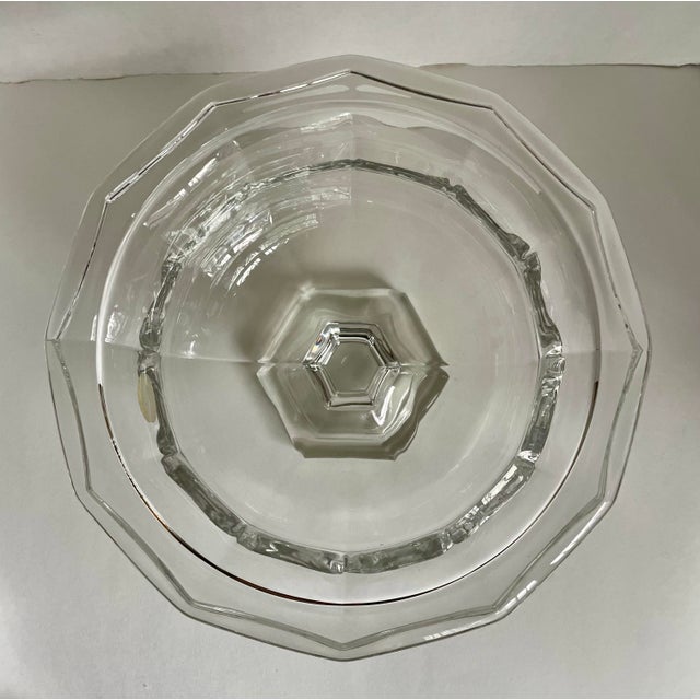 1950's Art Deco Crystal Pedestal Centerpiece Bowl For Sale - Image 4 of 12