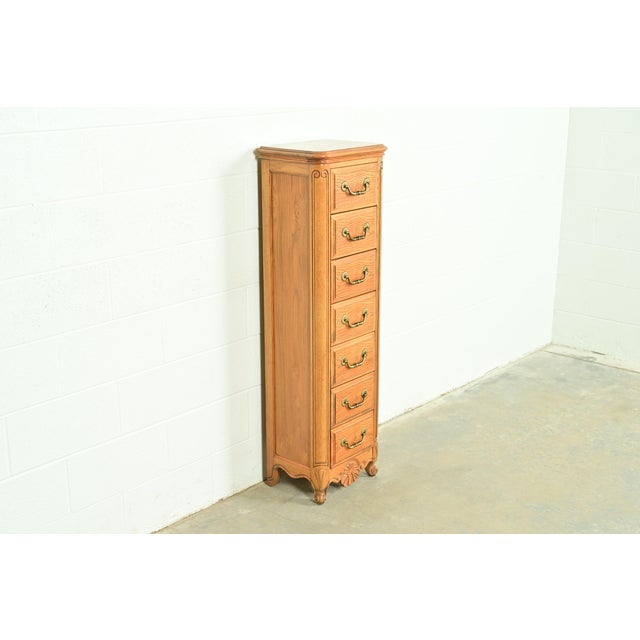 Hickory Manufacturing Company Hickory French Provincial Louis XV Carved Oak Lingerie Chest or Semainier For Sale - Image 4 of 14
