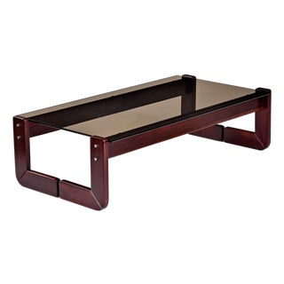 Percival Lafer Smoked Glass Top Rosewood Coffee Table For Sale