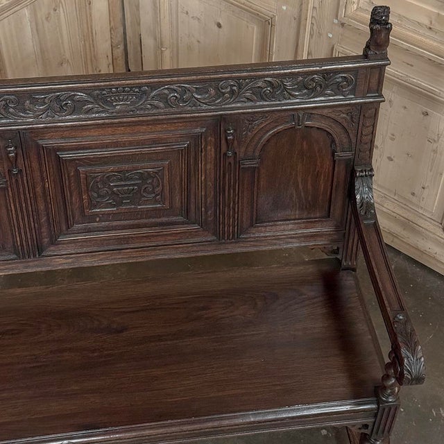 A 19th Century Dutch Carved Oak Renaissance Revival Hall Bench For Sale - Image 17 of 18
