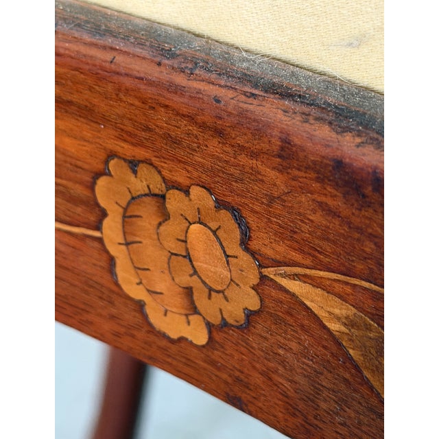 Antique Dutch Marquetry Mahogany Open Armchair With Bird & Floral Inlay, Late 19th Century For Sale - Image 11 of 12