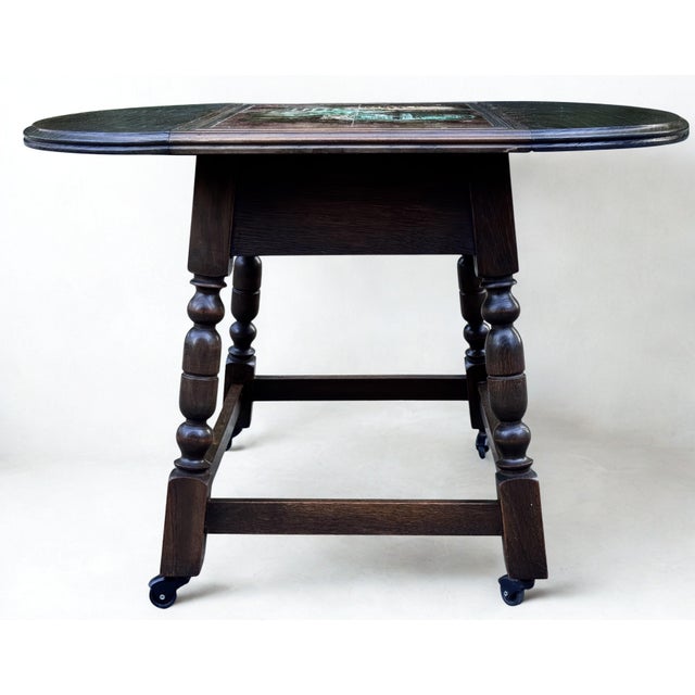 Wood Mid-Century Jacobean Style Swedish Drop Leaf Side Table For Sale - Image 7 of 14