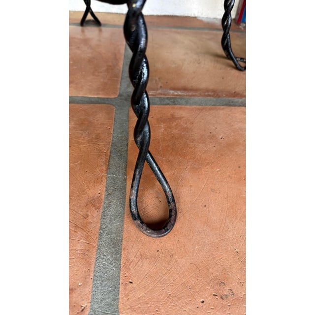 Vintage Mid-Century Twisted Wrought Iron Heart-Back Bistro Ice Cream Parlor Chairs For Sale In Phoenix - Image 6 of 10
