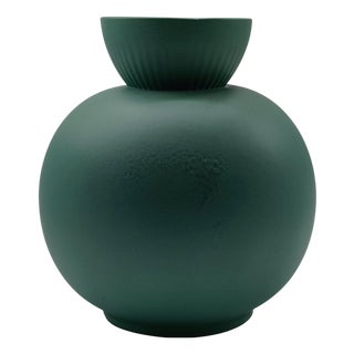 Vintage Green Ceramic Vase by Giovanni Gariboldi for Richard Ginori, 1950s For Sale