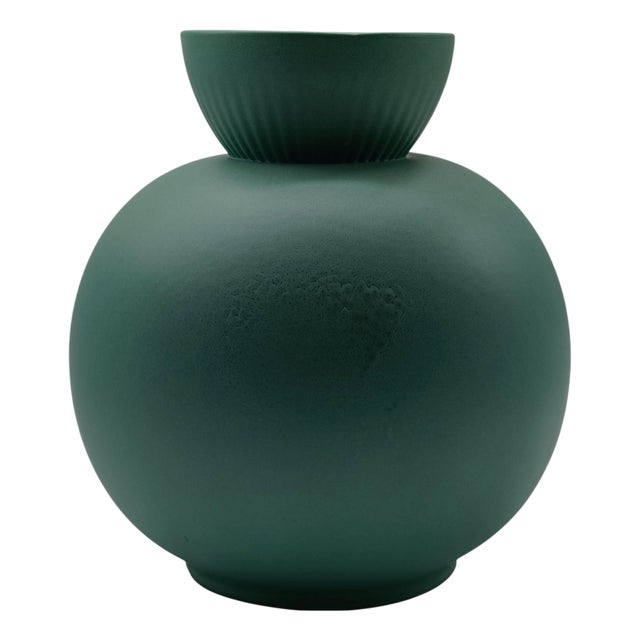 Vintage Green Ceramic Vase by Giovanni Gariboldi for Richard Ginori, 1950s For Sale