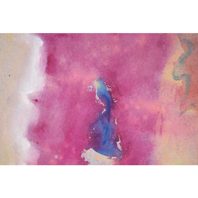 1980s Magenta and Yellow Abstract Expressionist Composition in Acrylic on Paper by Ricardo De Silva For Sale - Image 5 of 8