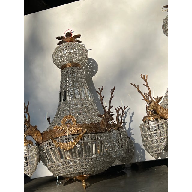 Pair of 1980s Deer Head Chandeliers For Sale - Image 12 of 13
