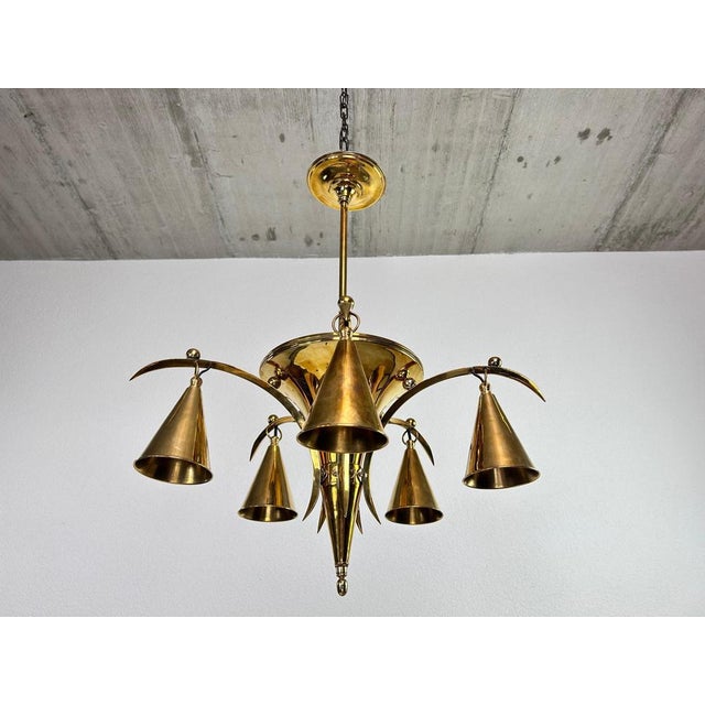 Vienna Secession Brass Chandelider by Dagobert Peche, 1890s For Sale - Image 5 of 9