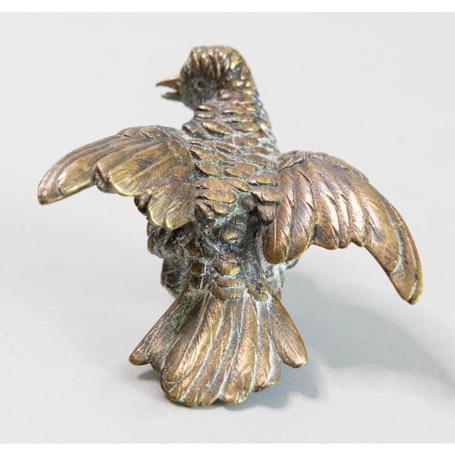 19th Century 19th Century Antique French Bronze Sparrow Bird Paperweight Sculpture For Sale - Image 5 of 7