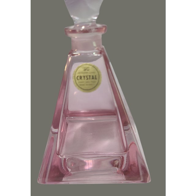 Mid-Century Modern Vintage Italian Sc 24% Lead Crystal Pink Purple Art Glass Perfume Bottle For Sale - Image 3 of 7