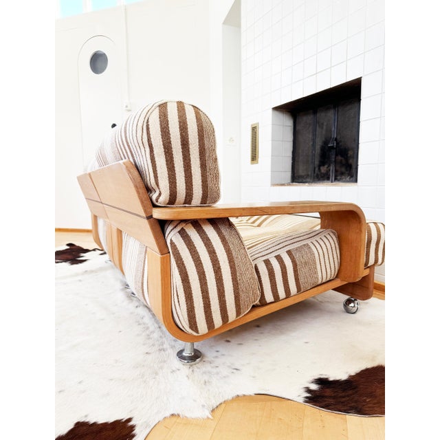 70s Mario Bellini Cassina "Pianura" style Oak Two Seater Sofa Loveseat (2 of 2) For Sale - Image 6 of 18