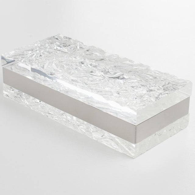 Willy Rizzo Willy Rizzo Style Chrome and Ice Effect Lucite Box, circa 1970 For Sale - Image 4 of 11