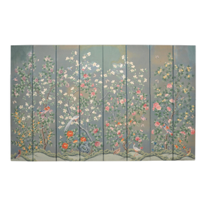 Gracie Style 8 Panel Chinoiserie Painted Wallpaper Screen 12 Ft