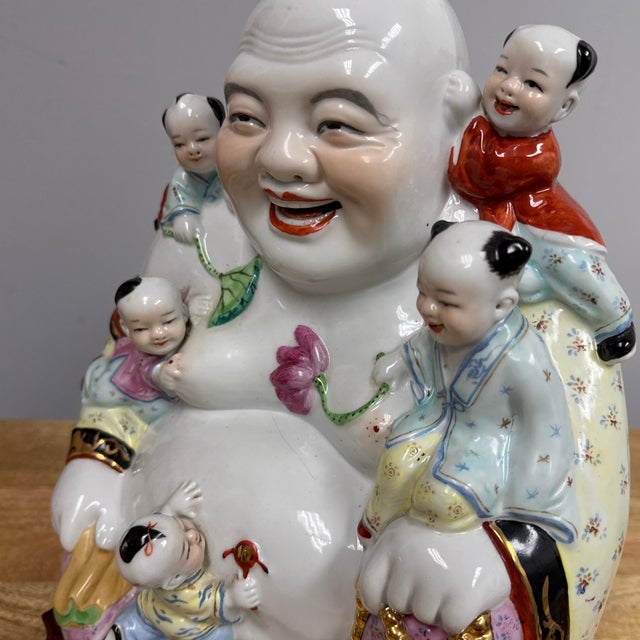 Vintage Chinese Ceramic "Hotei" Laughing Buddha For Sale - Image 12 of 12