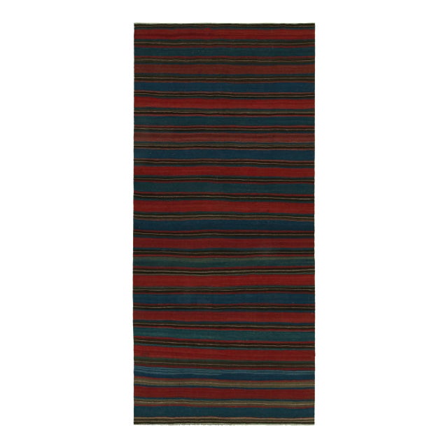 1950s Vintage Afghan Tribal Kilim Gallery Runner Rug With Stripes For Sale