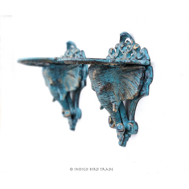 Mid 20th Century Pair of Cast Iron Elephant Victorian Style Brackets Accent Wall Shelves For Sale In Greenville, SC - Image 6 of 8