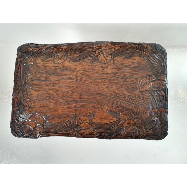 Japanese Art Nouveau Hand-Carved Kamakura Bori Side Table, 1900s For Sale - Image 3 of 12