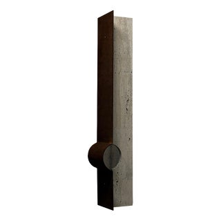 Oculus X Floor Lamp in Oxidized Iron & Travertine by D´ARK Atelier For Sale