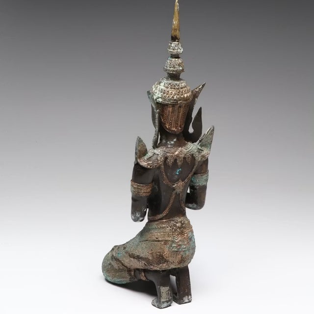 Brown Thepphanom Thai Oxidized Brass Statue For Sale - Image 8 of 9