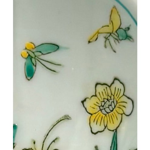 Qing Inspired Flowers and Insects Chinoiserie Leaf Shaped Trinket Dish For Sale - Image 4 of 8
