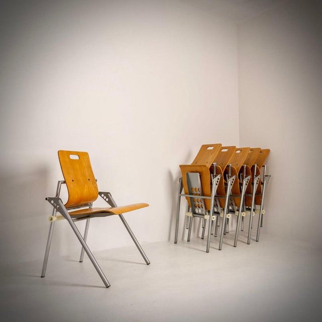 Metal Vintage Folding Chairs by Xavier Matégot, 1985, Set of 6 For Sale - Image 7 of 12