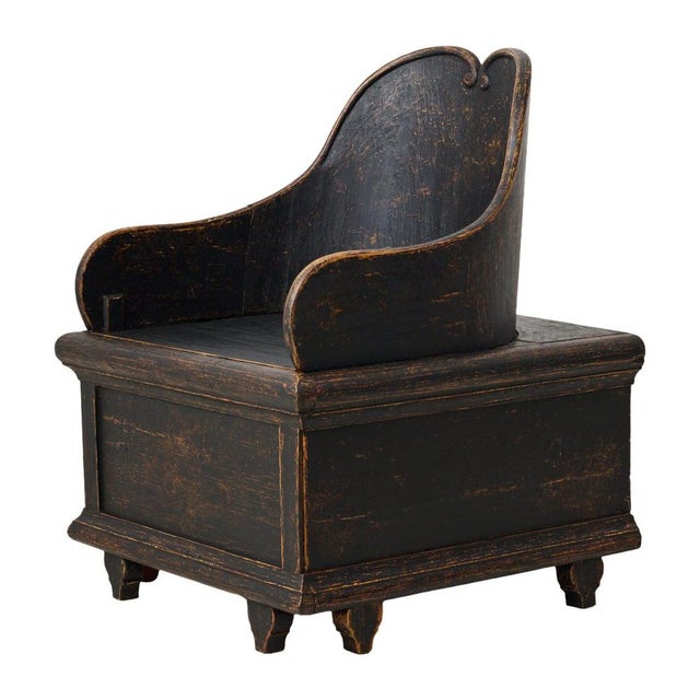 Antique Folk Art Chair with Storage, 1800s For Sale - Image 10 of 10