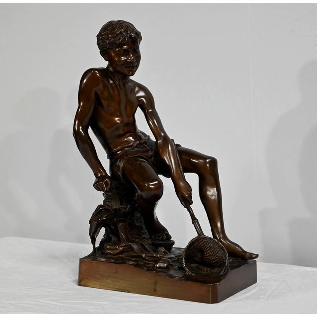 R.Guillaume, L’Enfant à l’Epuisette, 20th Century, Bronze For Sale - Image 3 of 18