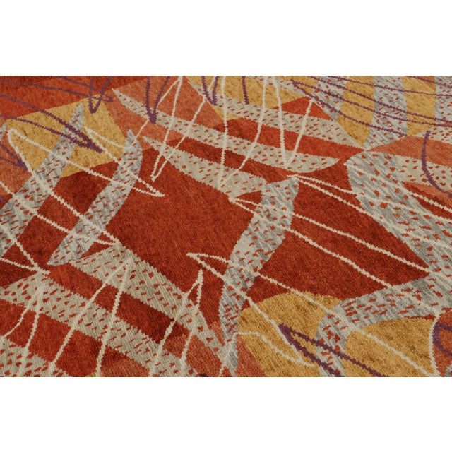 Rug & Kilim’s Scandinavian Style Rug in Red, Gold and Gray Geometric Patterns For Sale In New York - Image 6 of 8