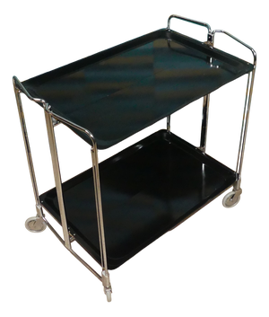 Folding Bar Cart in Black and Chrome from Dinett, 1960s