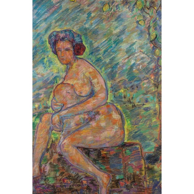 Oil pastel and watercolor on paper realized by sirio pellegrini in 1960s. Hand signed. Includes a wooden frame realized by...