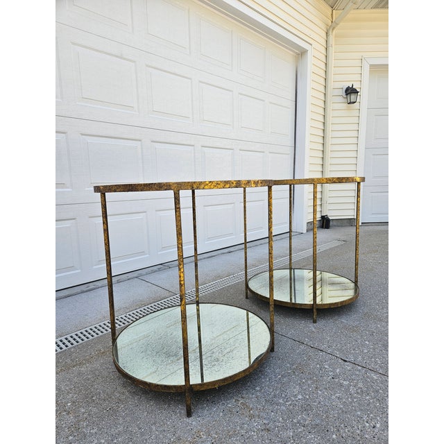 Early 21st Century Oly Studio Round Jonathan Antiqued Mirrored Side Tables For Sale - Image 5 of 12