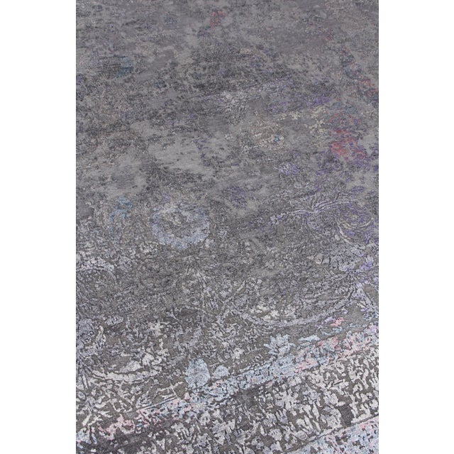 Jordan Charcoal/Purple Hand knotted Wool/Viscose/Cotton Area Rug - 9'x12' For Sale In Los Angeles - Image 6 of 9