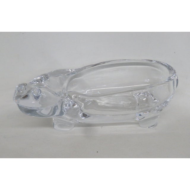 Crystal Art Glass Hippopotamus Candy Dish Nut Bowl Ashtray Hippo Catchall 5201b For Sale - Image 11 of 13