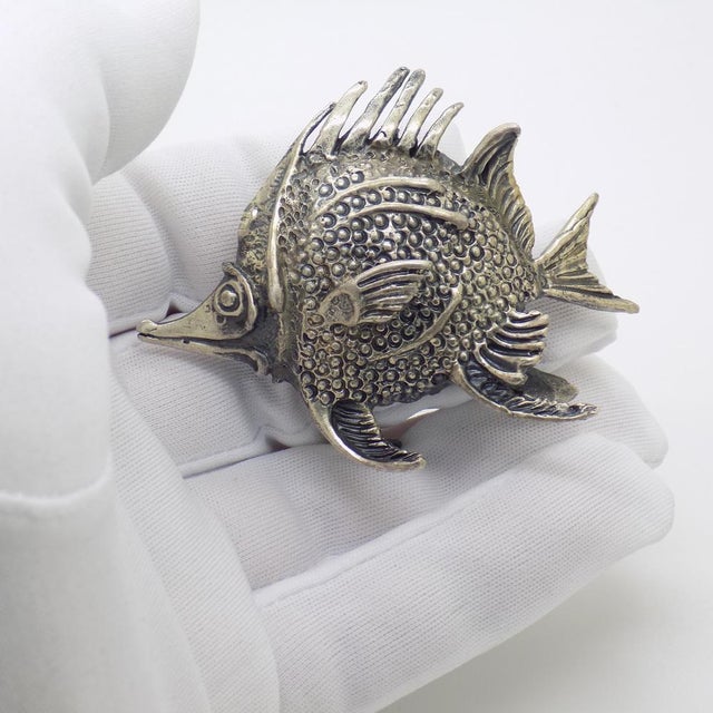 Vintage Italian Handmade Silver Longnose Butterfly Fish Figurine by Donati, Tuscany, 1950s For Sale - Image 6 of 14