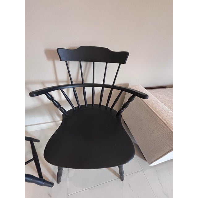 American 1930s Nichols & Stone Co Comb Back Arm Chairs (Two) For Sale - Image 3 of 10