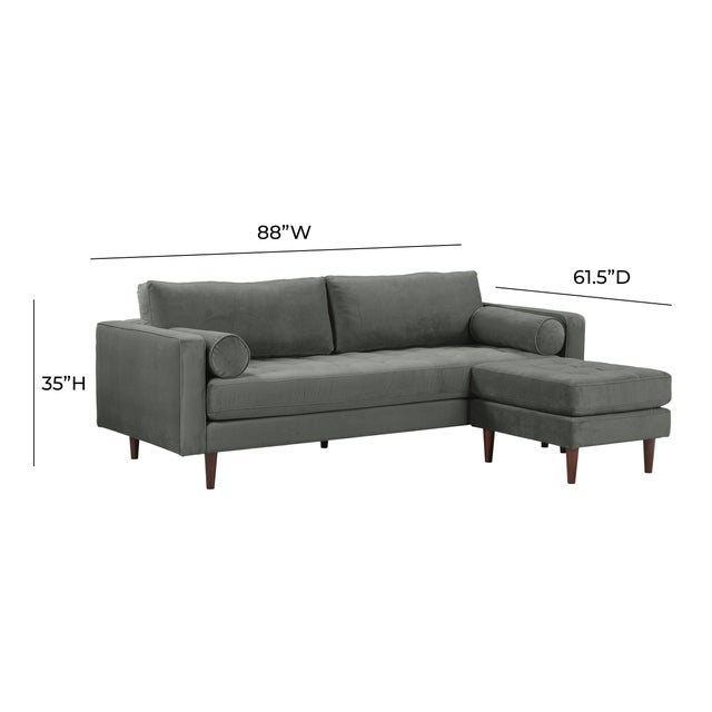 Wood Cave Ash Gray Velvet Cave 2-Piece Performance Sectional For Sale - Image 7 of 8
