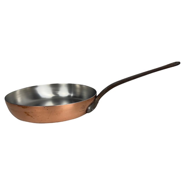 Metal Early 20th Century French Copper Skillet 9 Inch Marked Metaux Ouvres France For Sale - Image 7 of 18
