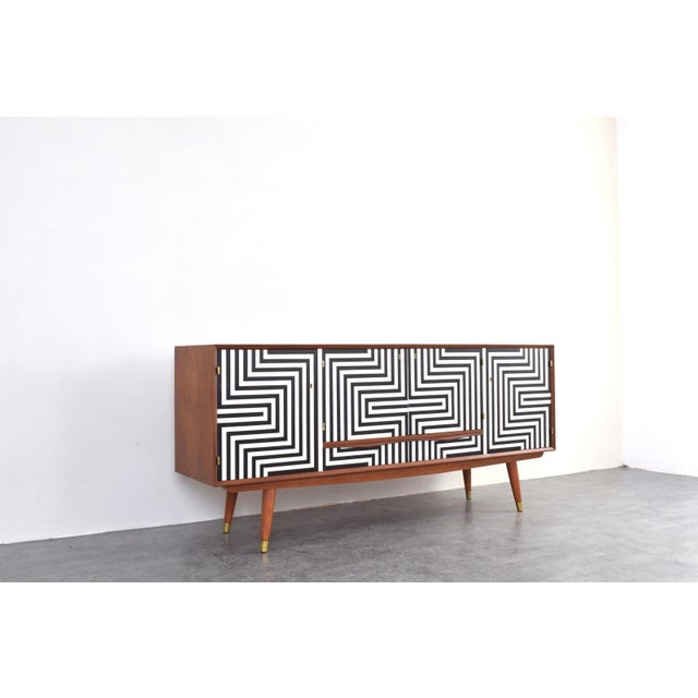 Mid-Century Modern Op-Art Hand-Painted Sideboard from Sven Andersen Møbelfabrik, 1960s For Sale - Image 9 of 18